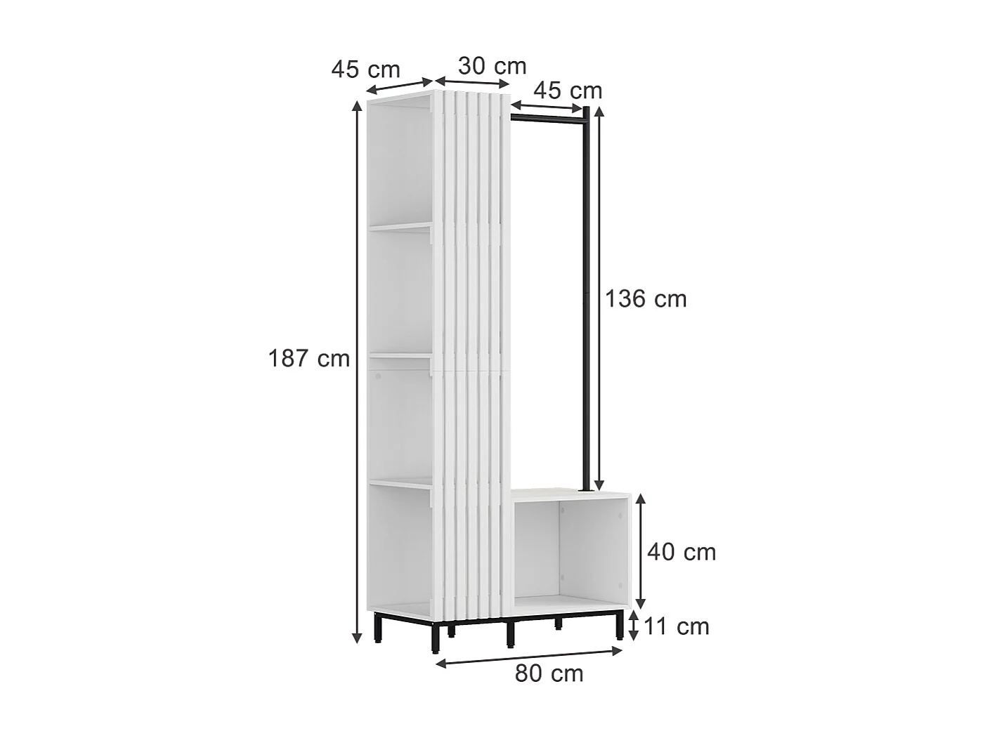 Garderobe weiß 80x45x187 zinto