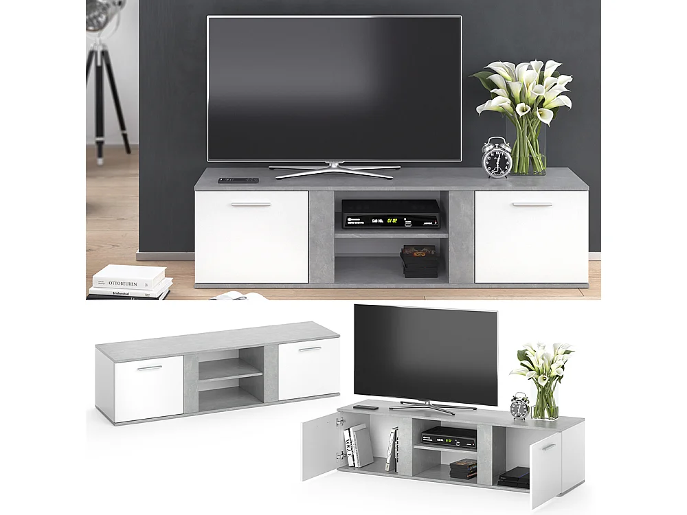 Meuble tv béton 155x40x41 novelli