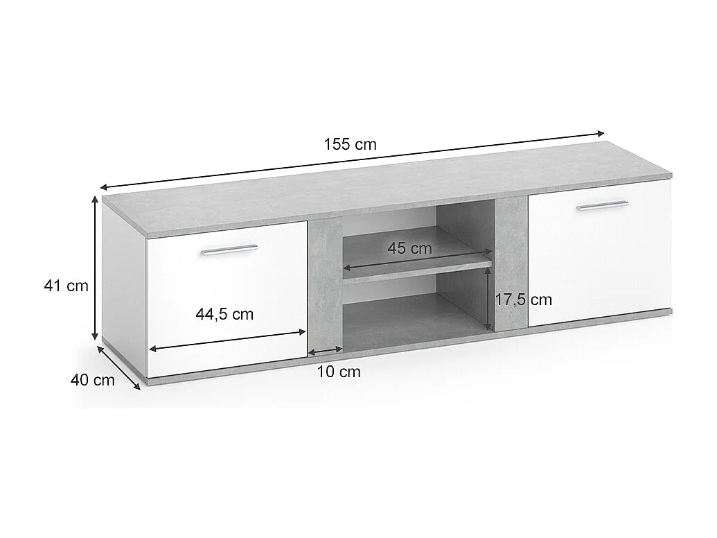Meuble tv béton 155x40x41 novelli