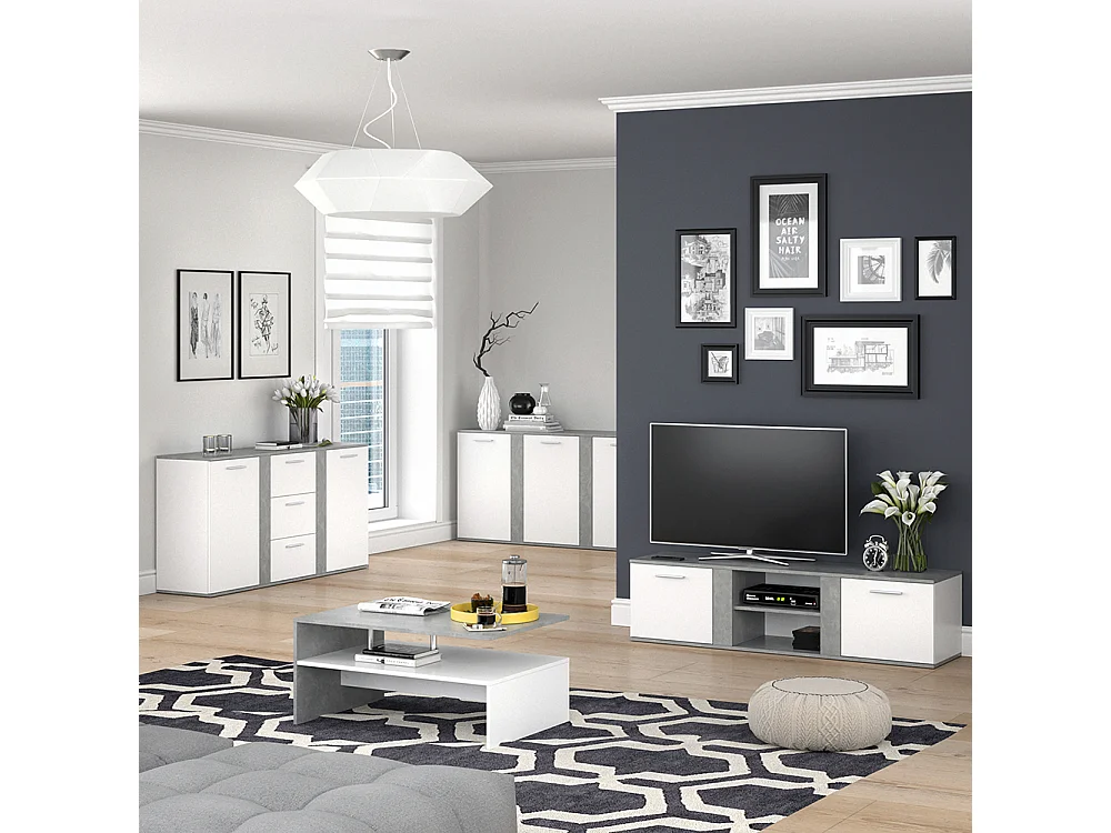 Meuble tv béton 155x40x41 novelli