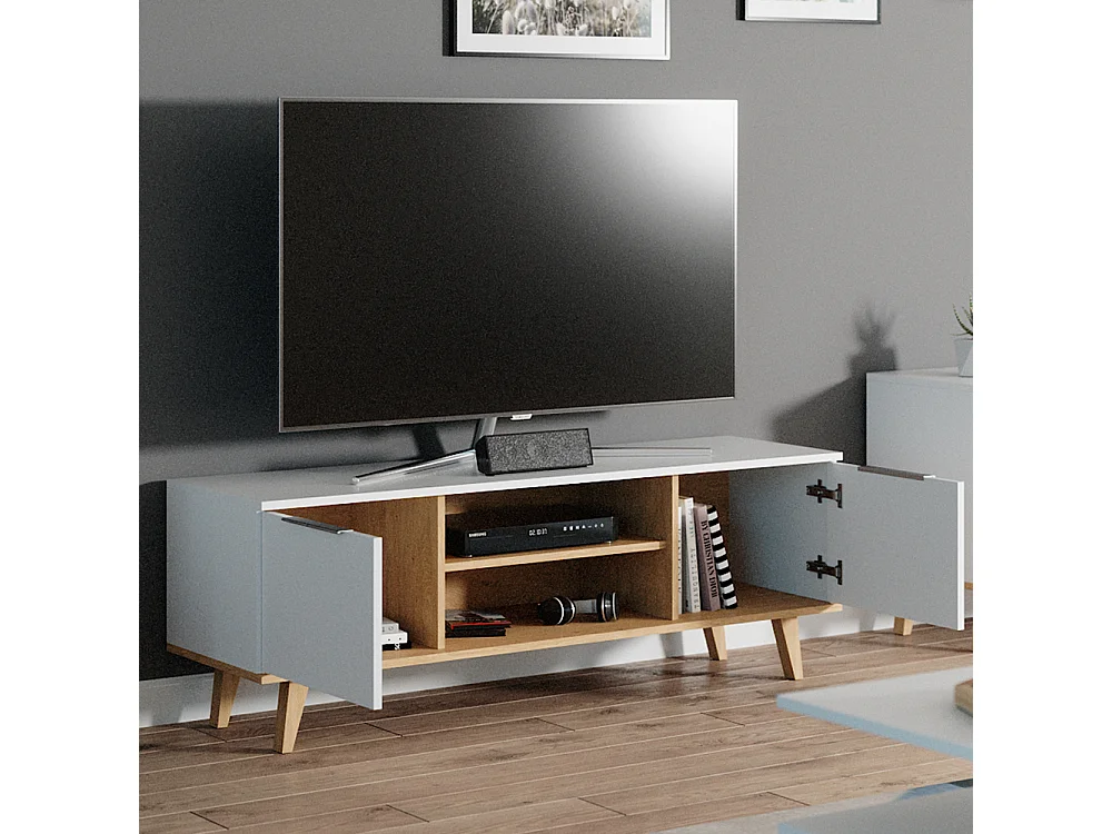 Meuble tv blanc 138x40x49 nautica