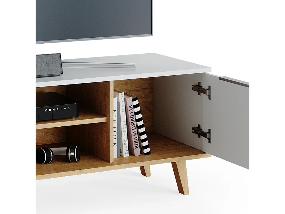 Meuble tv blanc 138x40x49 nautica