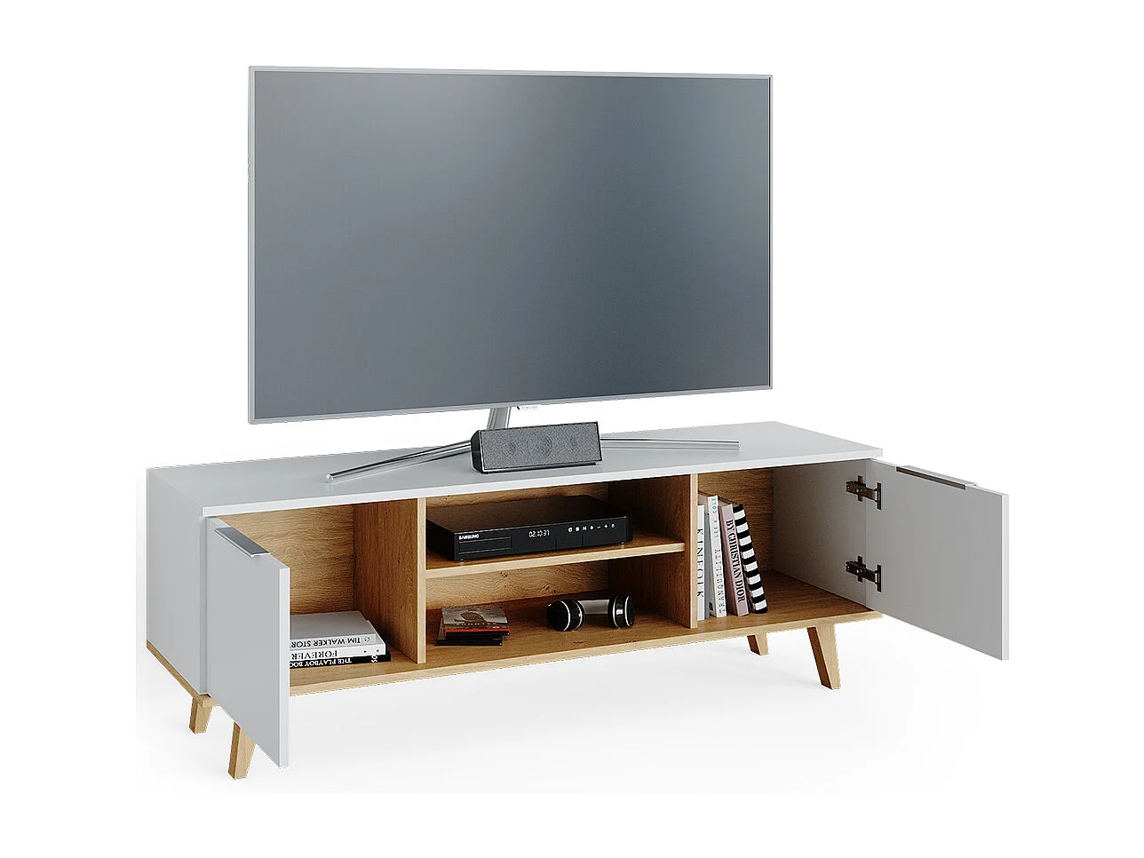 Meuble tv blanc 138x40x49 nautica