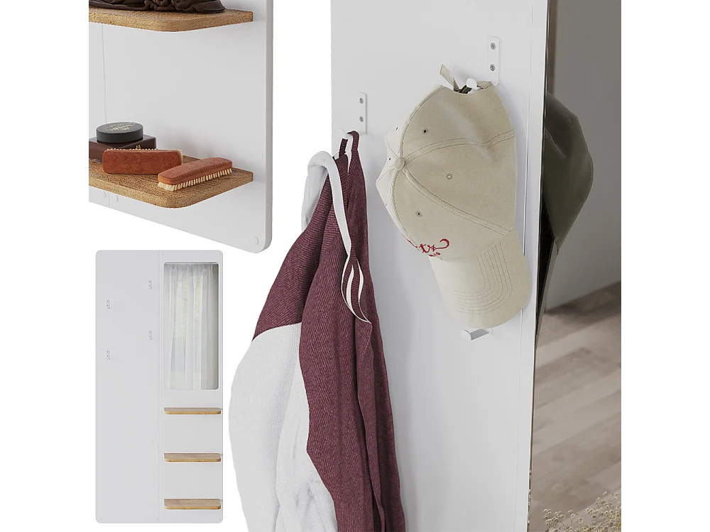 Portemanteau mural blanc/chêne 70x15x150 jochen