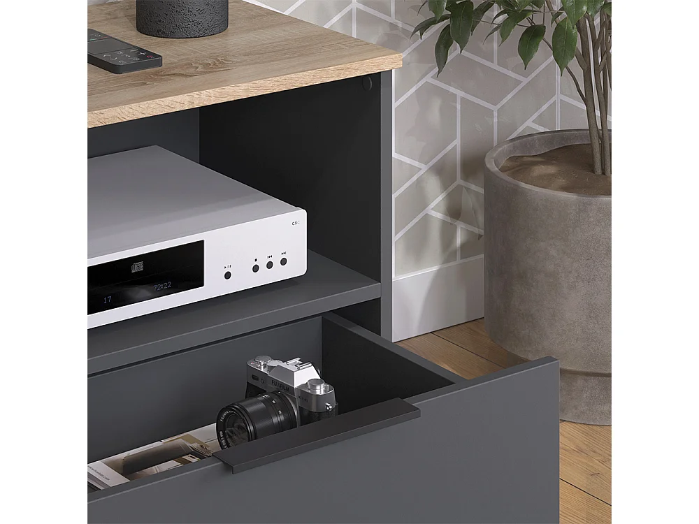 Meuble TV anthracite/sonoma 60x40x50 wido