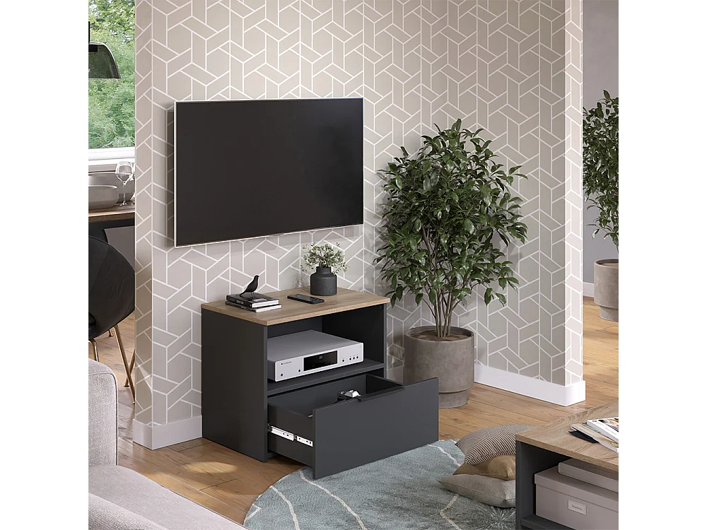 Meuble TV anthracite/sonoma 60x40x50 wido