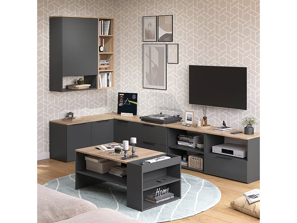 Meuble TV anthracite/sonoma 60x40x50 wido