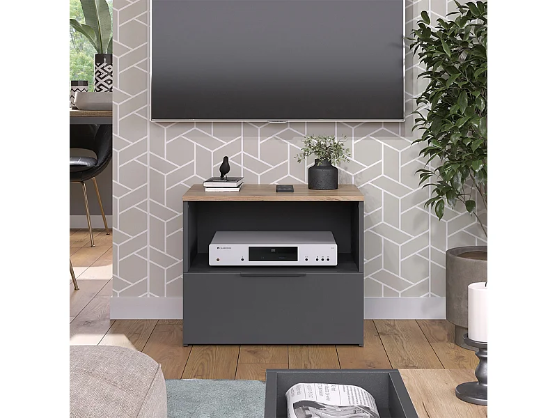 Meuble TV anthracite/sonoma 60x40x50 wido