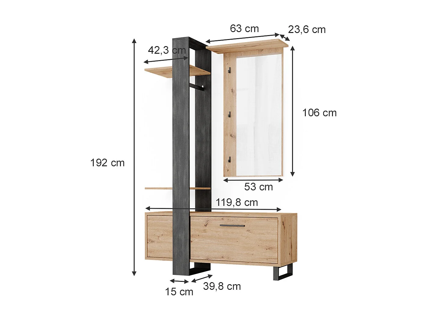 Garde-robe marron 120x40x192 porto