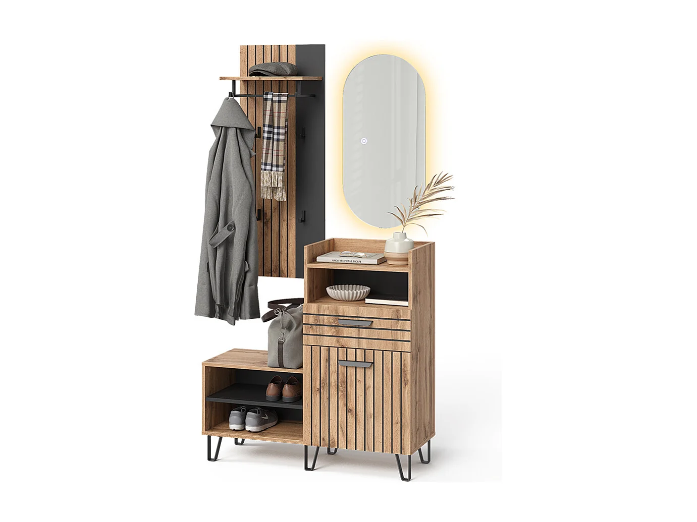 Armadio da ingresso quercia wotan 100x38x100 amber