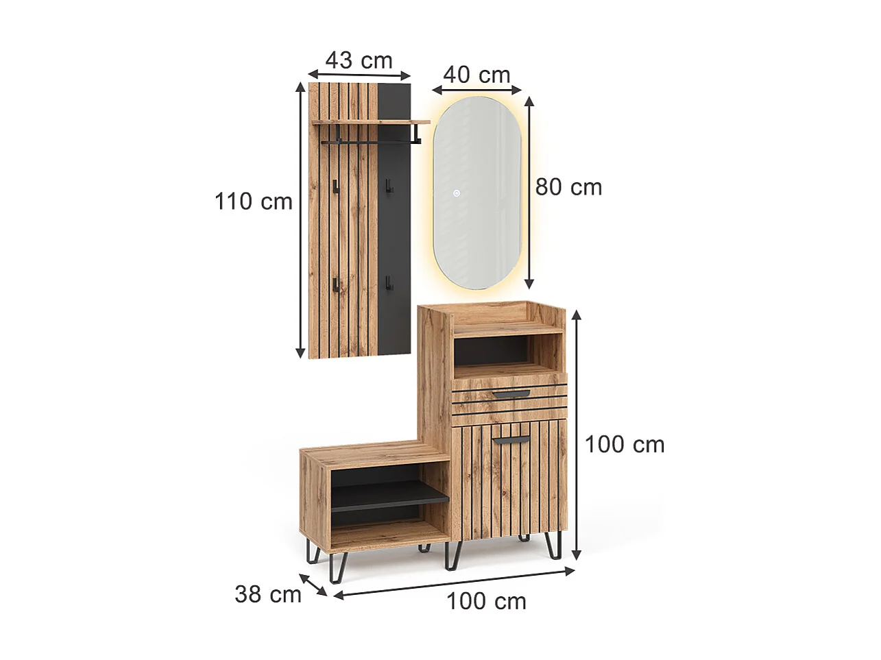 Wardrobe oak wotan 100x38x100 amber