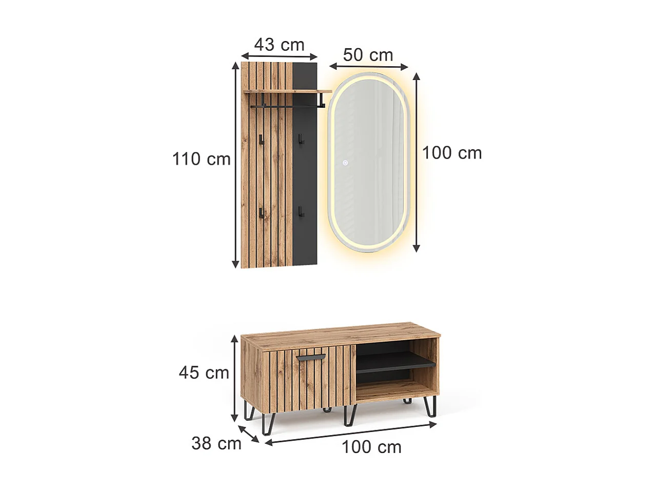 Wardrobe oak wotan 100x38x100 amber