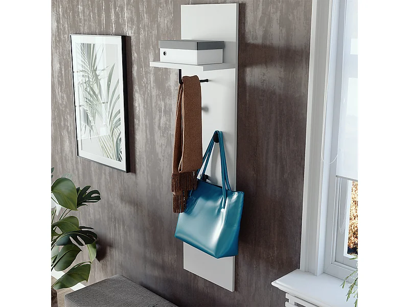 Portemanteau mural blanc 36x21.6x135 siri