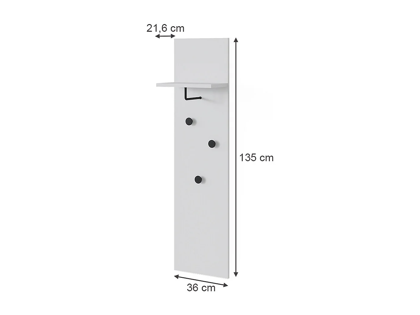 Appendiabiti da parete bianco 36x21.6x135 siri