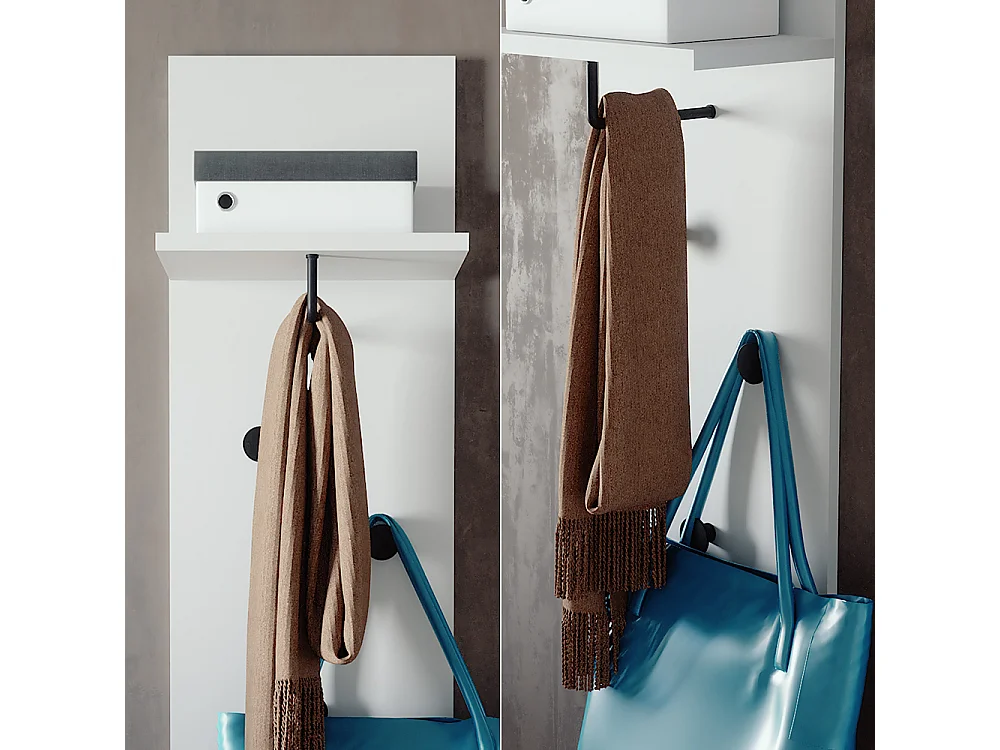 Portemanteau mural blanc 36x21.6x135 siri