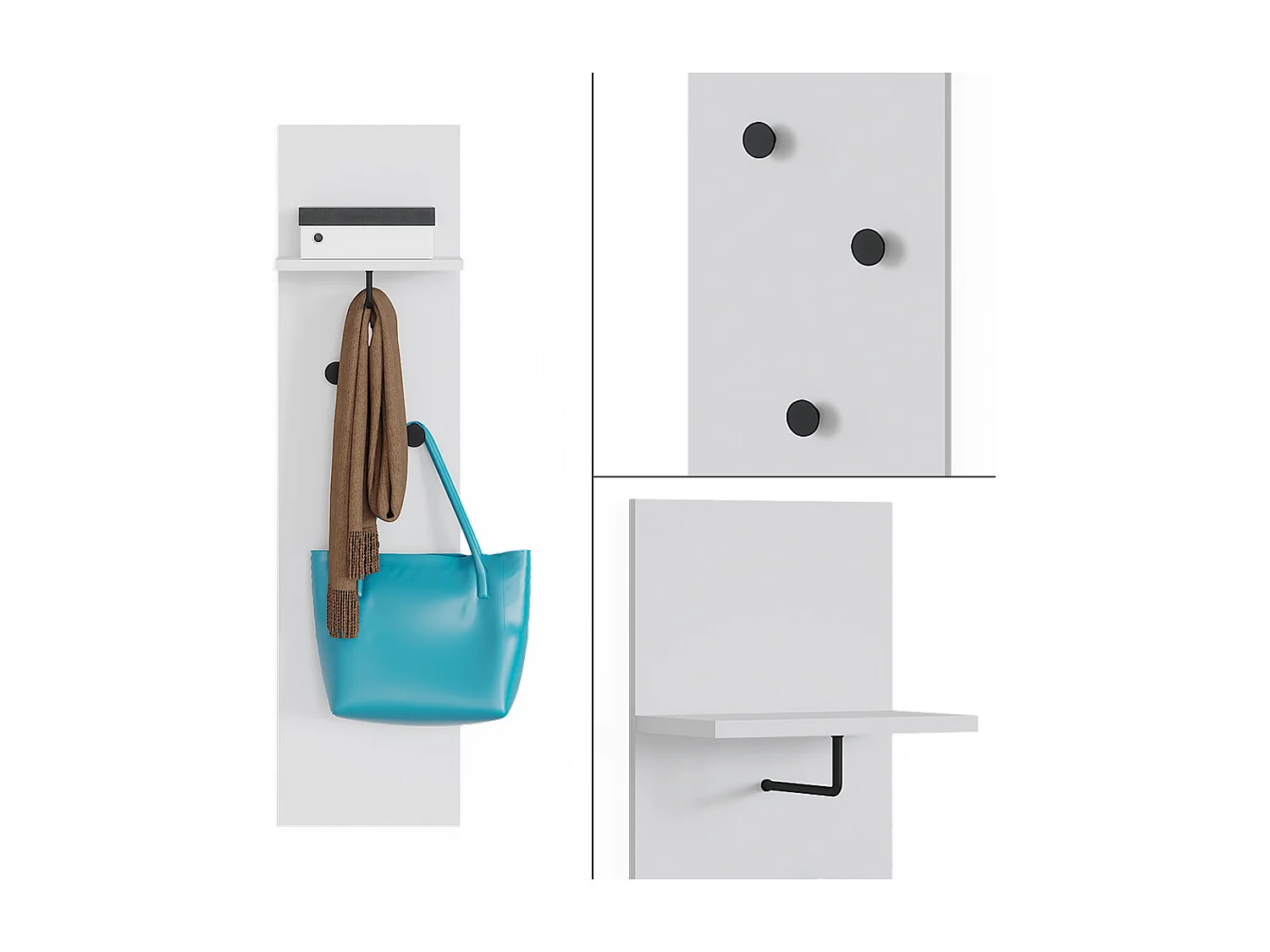 Portemanteau mural blanc 36x21.6x135 siri