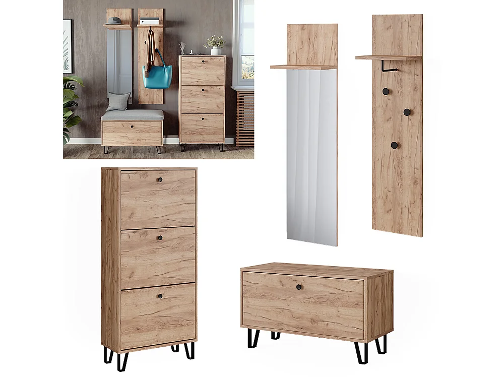 Ensemble de vestiaires  chêne de force doré 36x21.6x135 siri