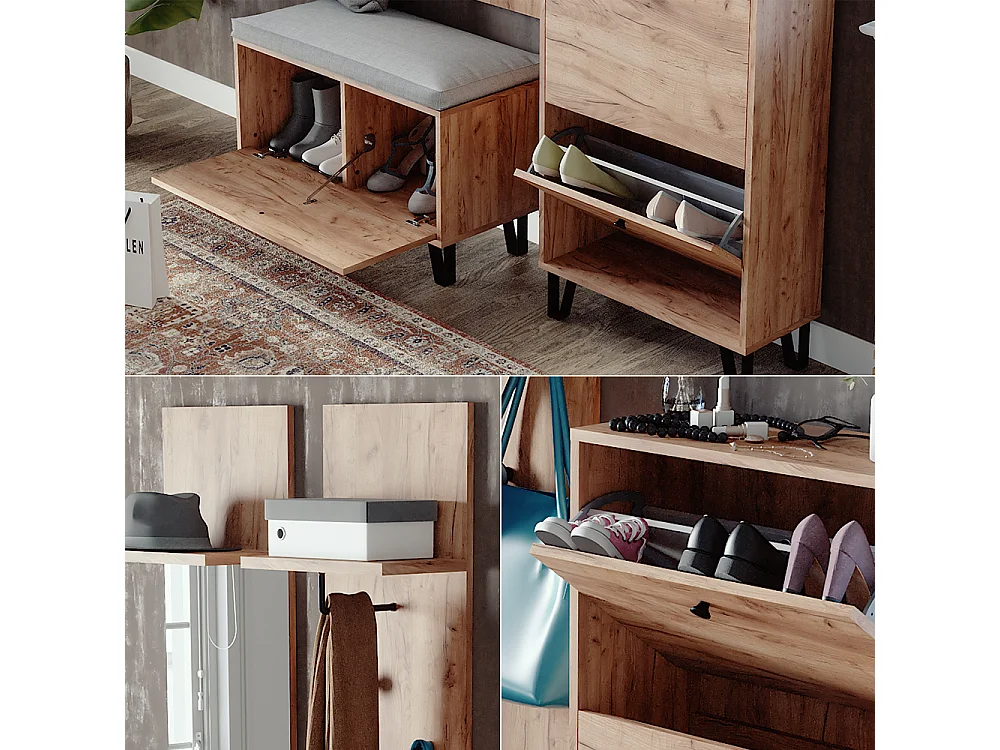 Ensemble de vestiaires  chêne de force doré 36x21.6x135 siri