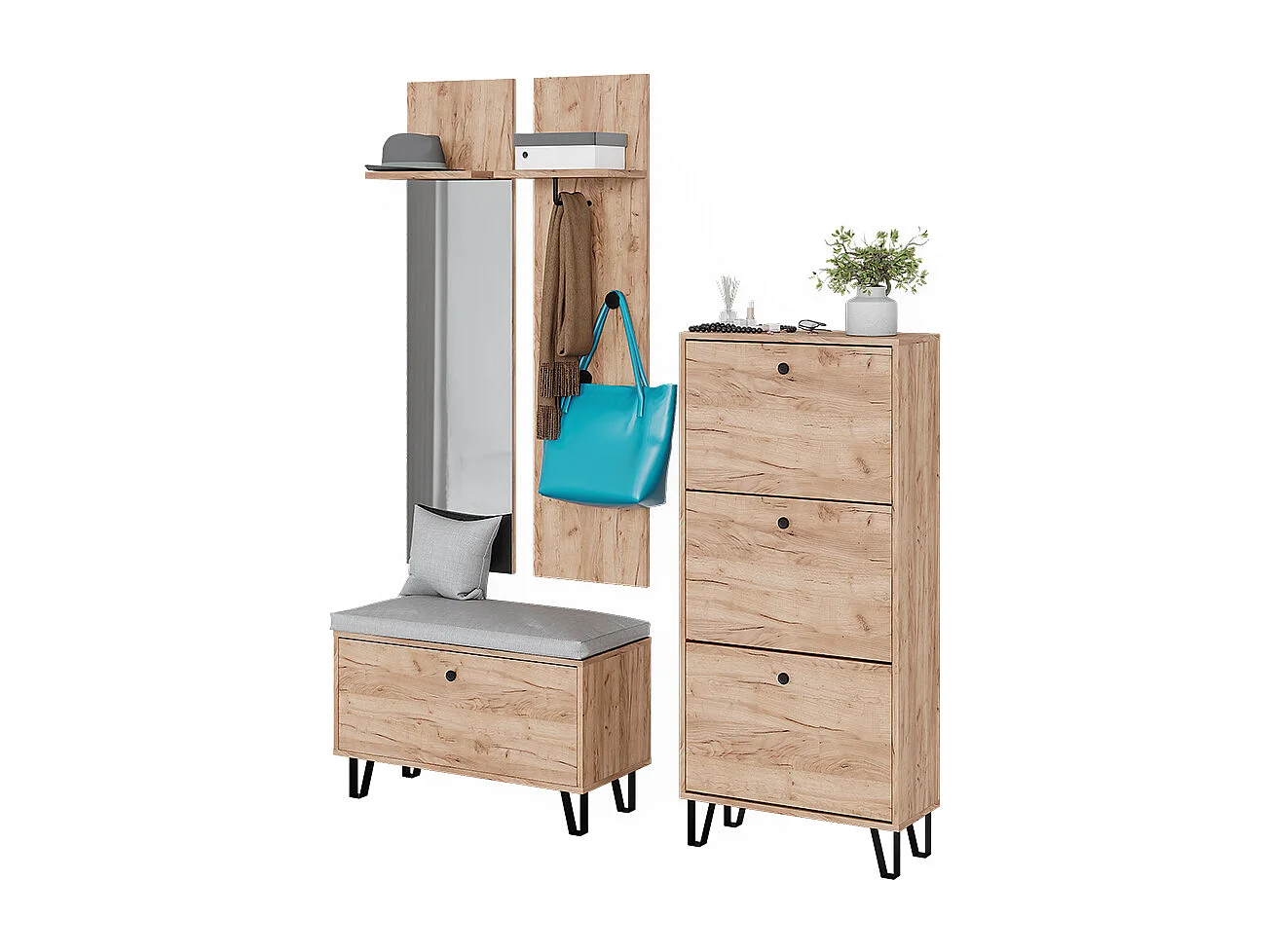 Ensemble de vestiaires  chêne de force doré 36x21.6x135 siri