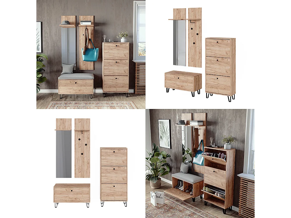 Ensemble de vestiaires  chêne de force doré 36x21.6x135 siri