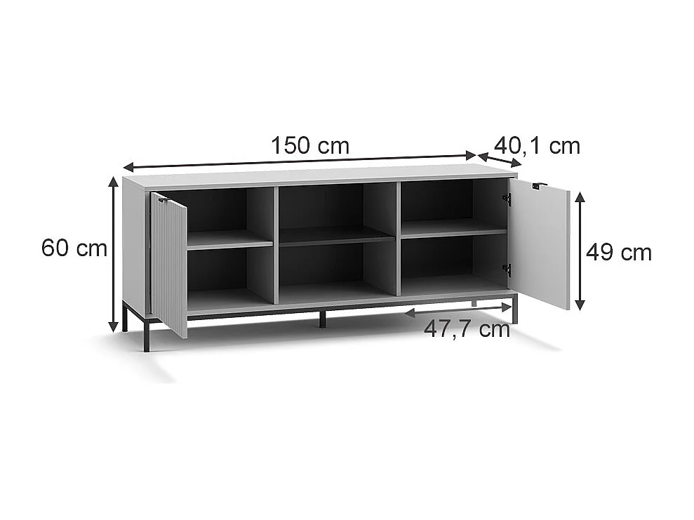 Meuble tv gris 150x40.1x60 eliza