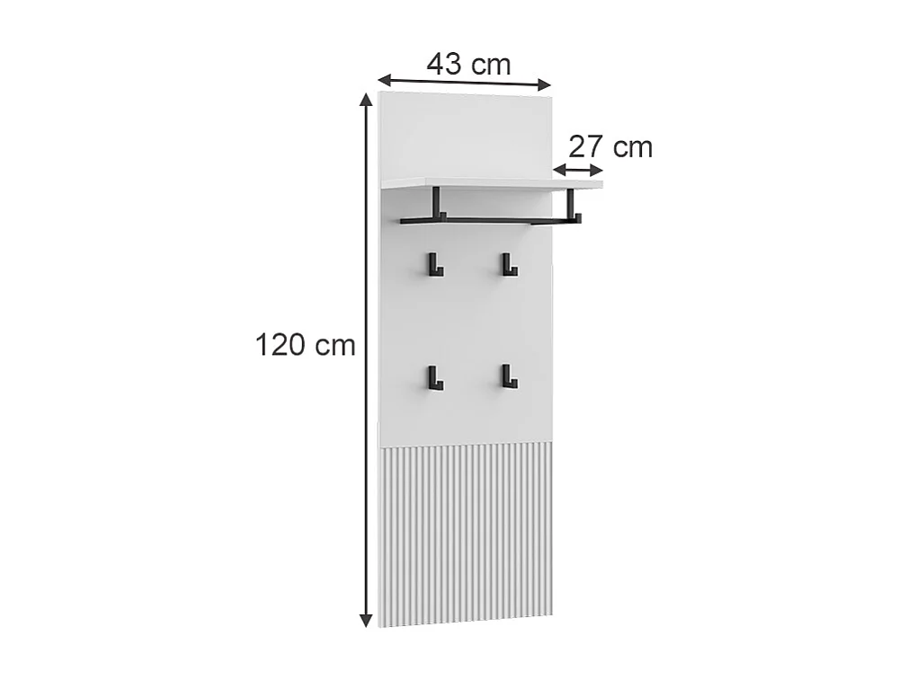 Wall coat rack white 43x27x120 eliza