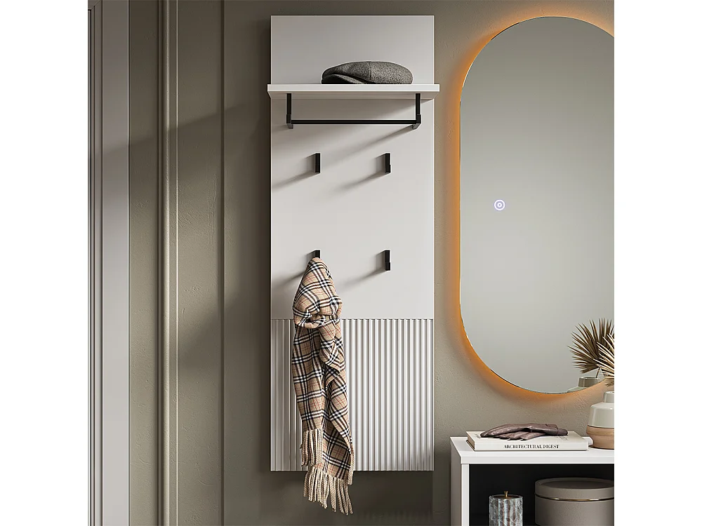 Wall coat rack white 43x27x120 eliza