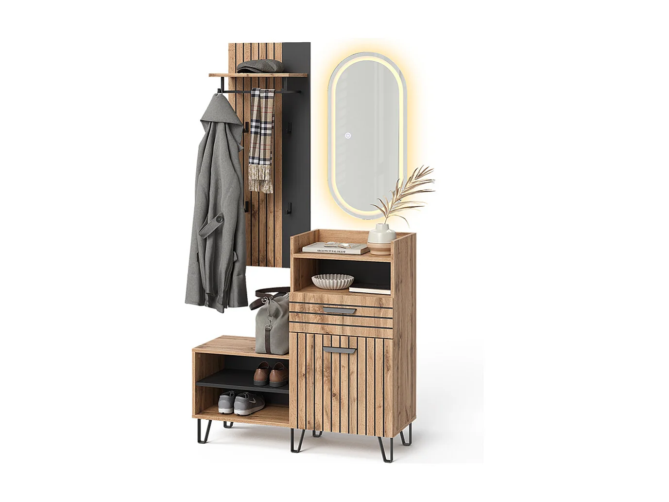 Armadio da ingresso quercia wotan 100x38x100 amber