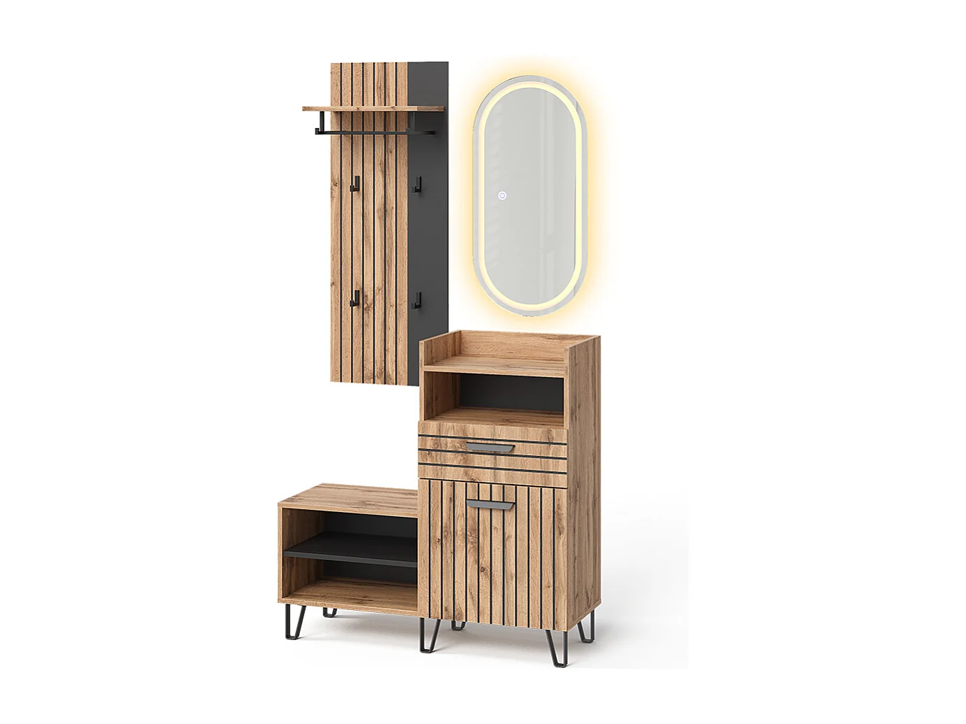 Armadio da ingresso quercia wotan 100x38x100 amber