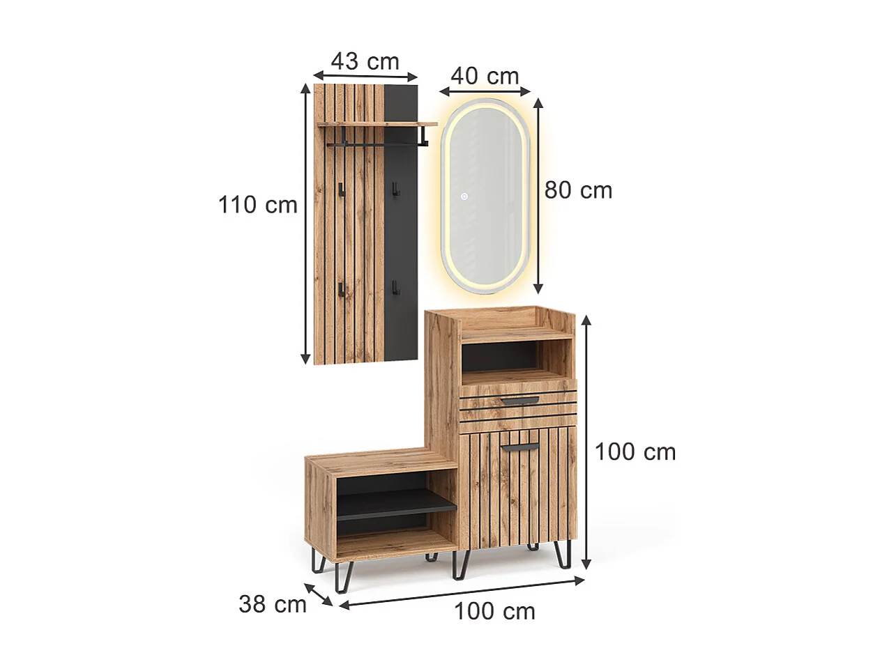 Wardrobe oak wotan 100x38x100 amber