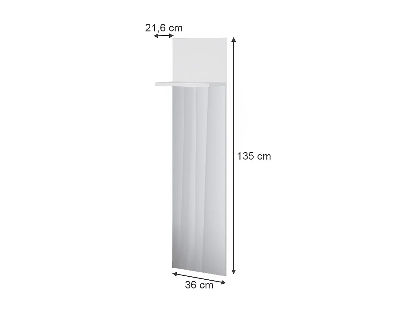 Portemanteau mural blanc 36x21.6x135 siri