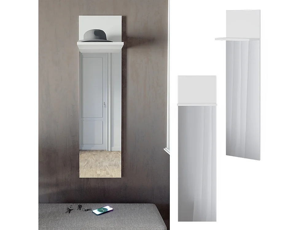 Portemanteau mural blanc 36x21.6x135 siri