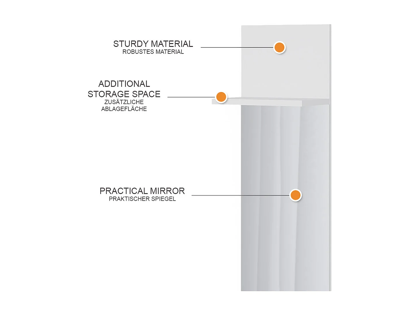 Portemanteau mural blanc 36x21.6x135 siri