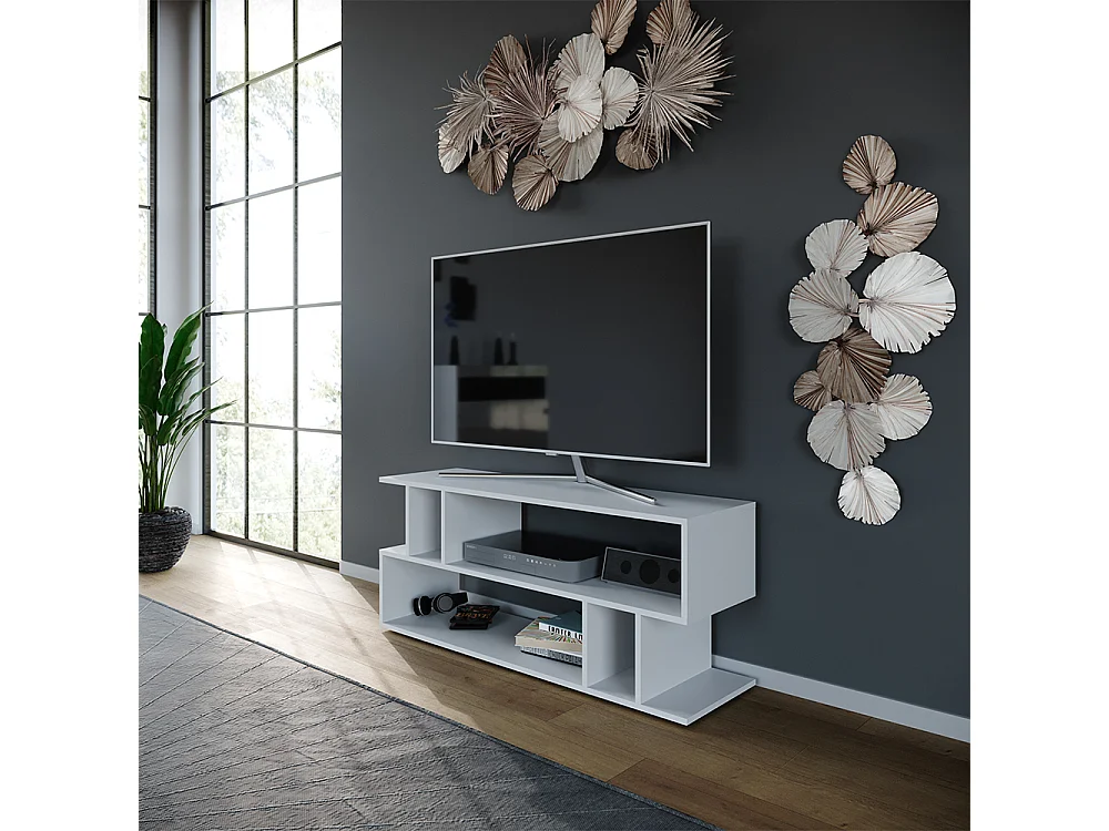 Meuble tv blanc 120x35x50.6 karel