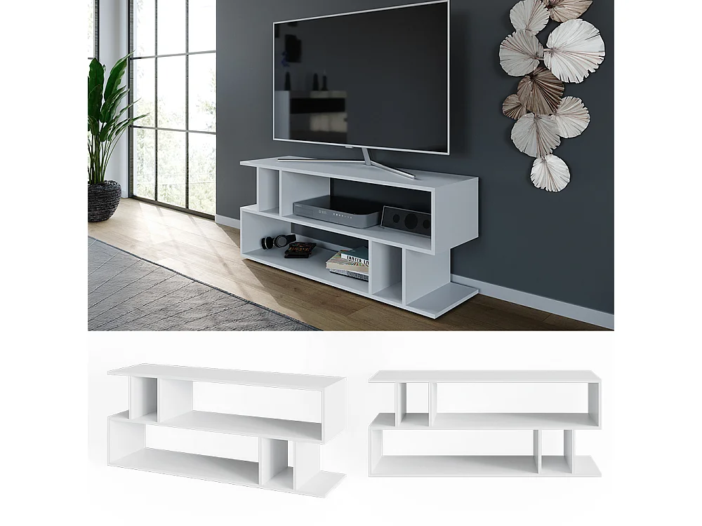 Meuble tv blanc 120x35x50.6 karel