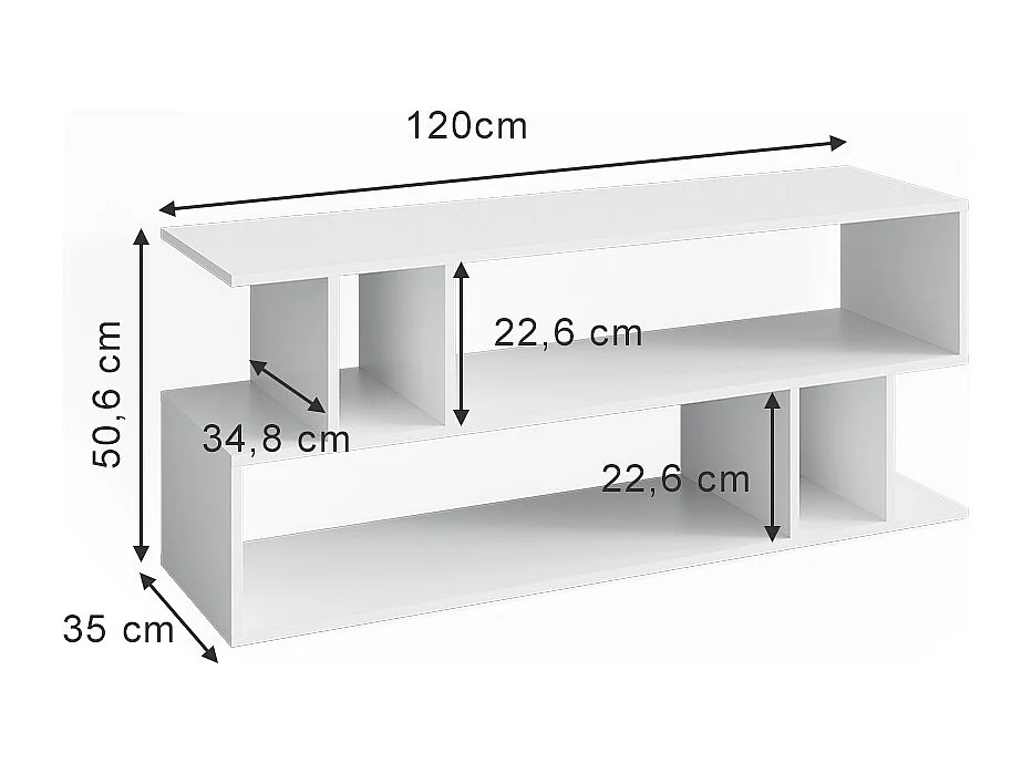 Meuble tv blanc 120x35x50.6 karel