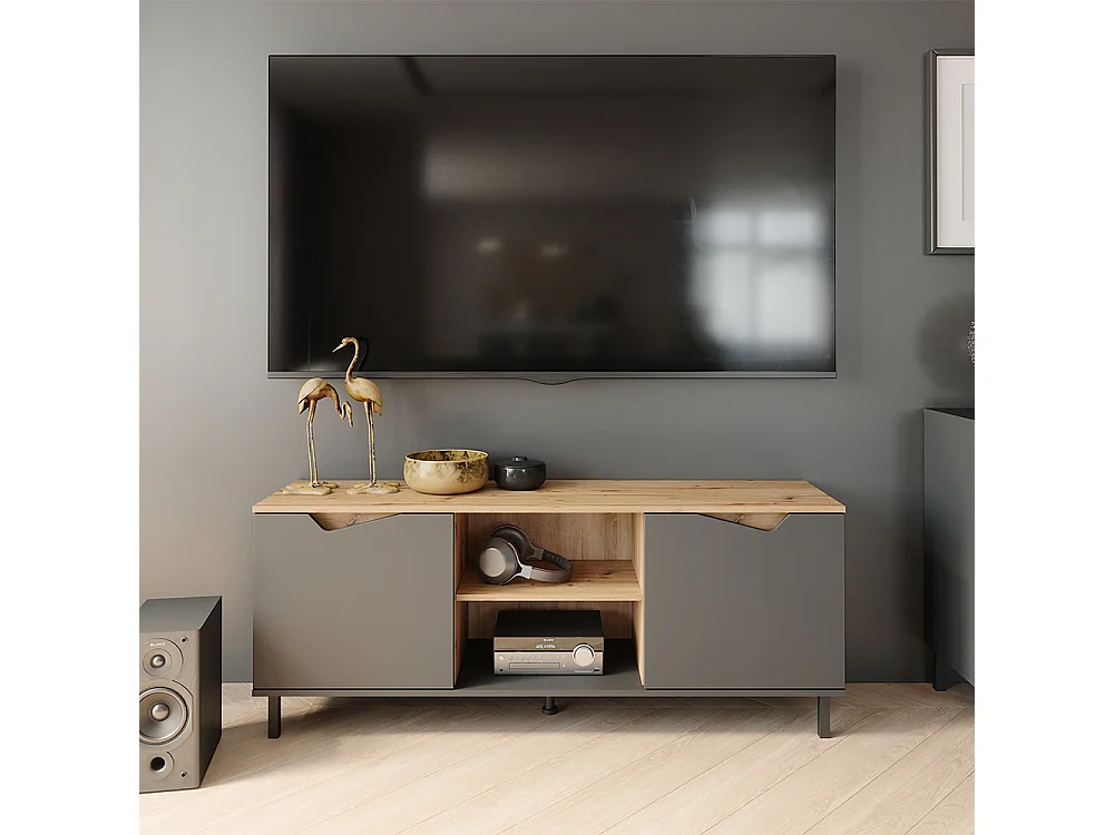 Meuble TV anthracite/artisan 150x38x60 marelle