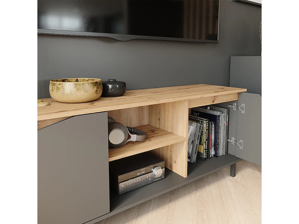 Meuble TV anthracite/artisan 150x38x60 marelle