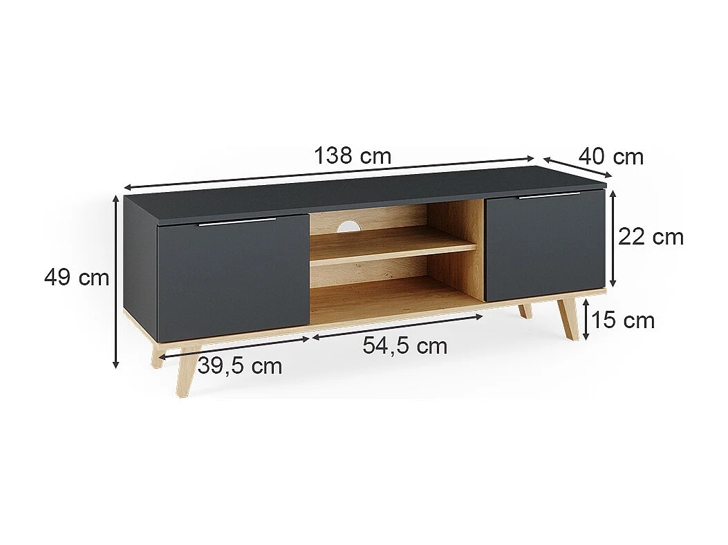 Lowboard anthrazit 138x40x49 nautica