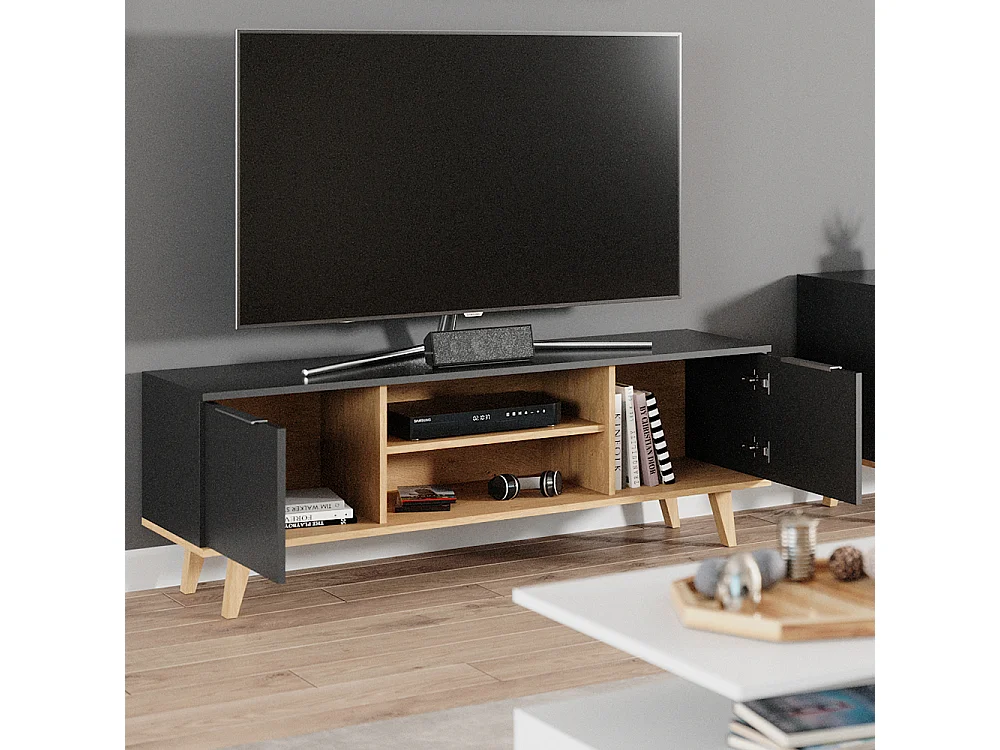 Meuble tv anthracite 138x40x49 nautica