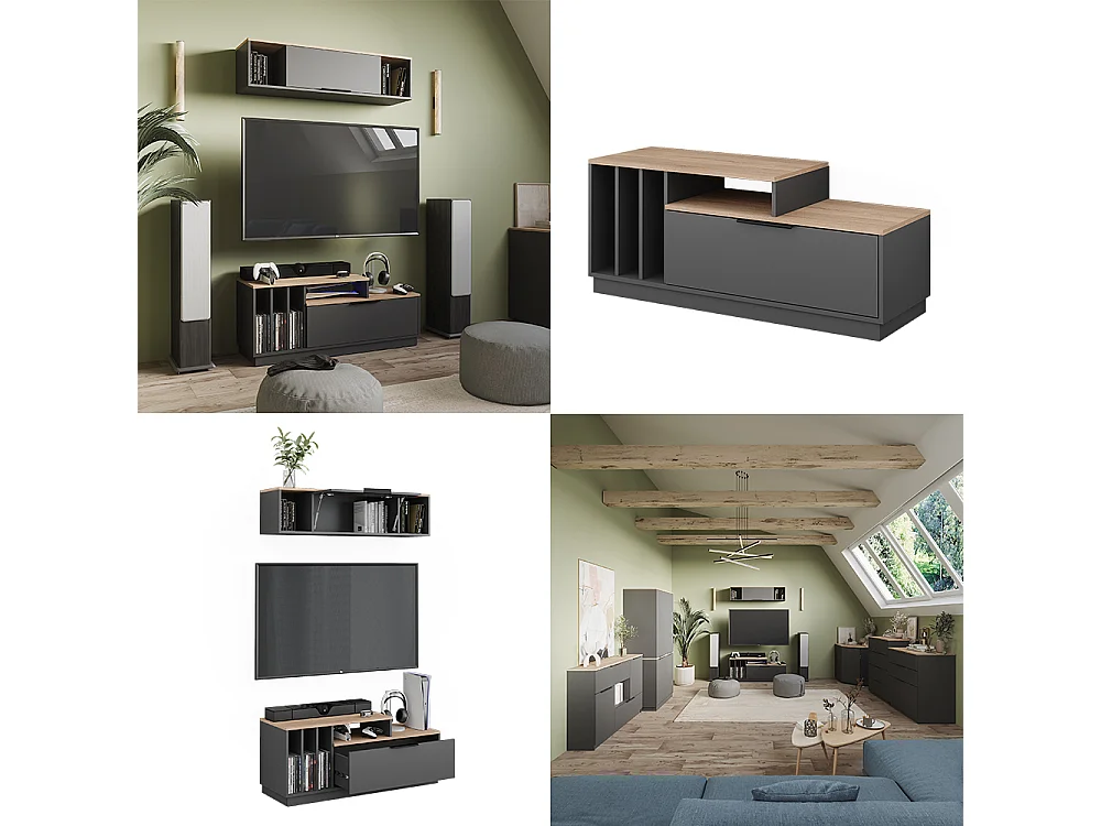 Lowboard anthrazit/sonoma 120x40x49.9 betti