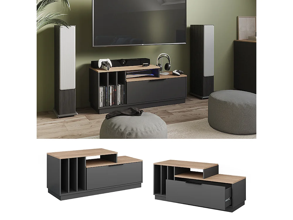 Buffet bas anthracite/sonoma 120x40x49.9 betti