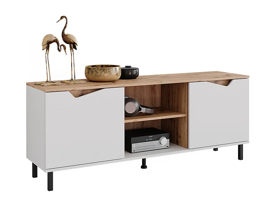 Meuble TV blanc/artisan 150x38x60 marelle