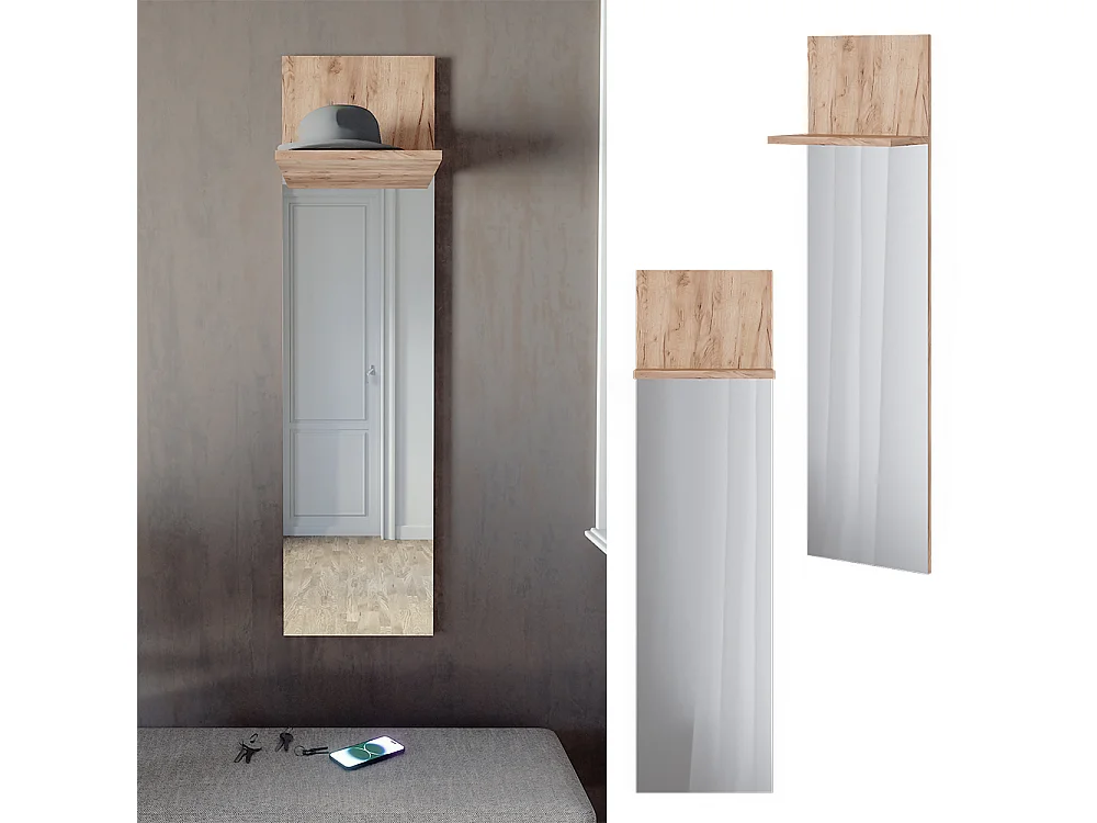 Portemanteau mural chêne de force doré 36x21.6x135 siri