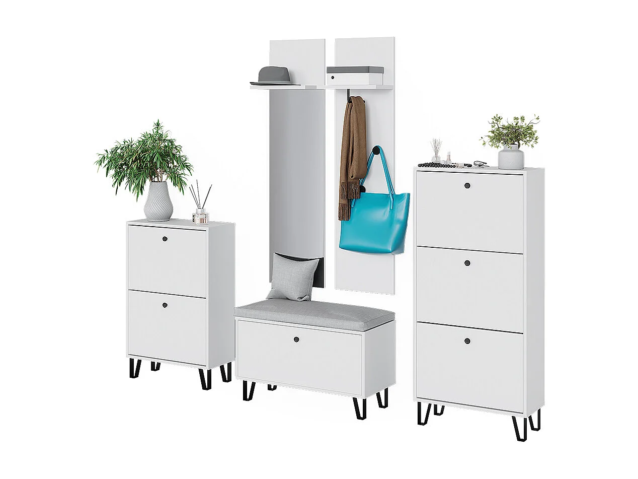 Set di armadi bianco 36x21.6x135 siri