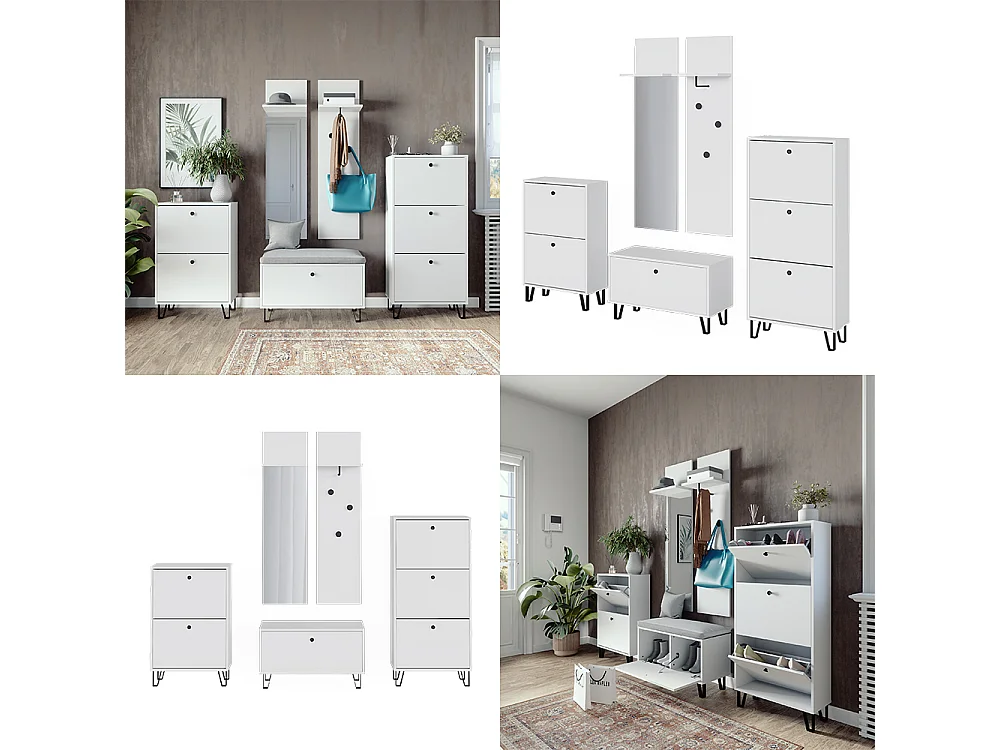 Set di armadi bianco 36x21.6x135 siri