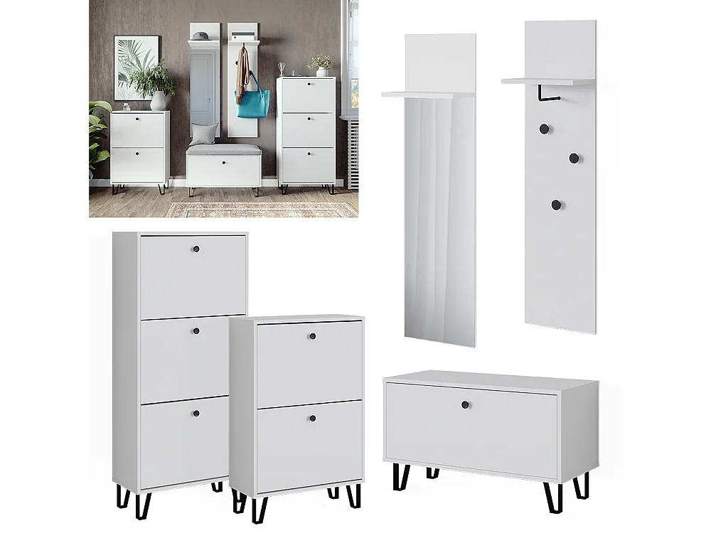 Ensemble de vestiaires  blanc 36x21.6x135 siri