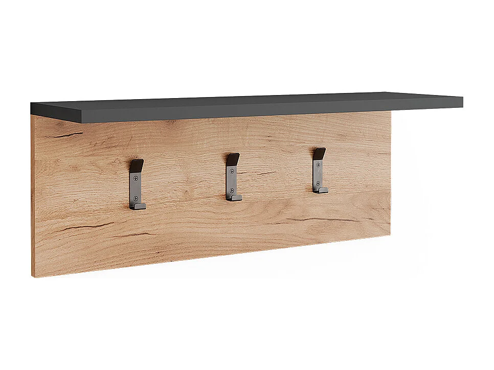 Portemanteau avec porte-chapeaux anthracite/chêne doré 60x18x21.6 orlando