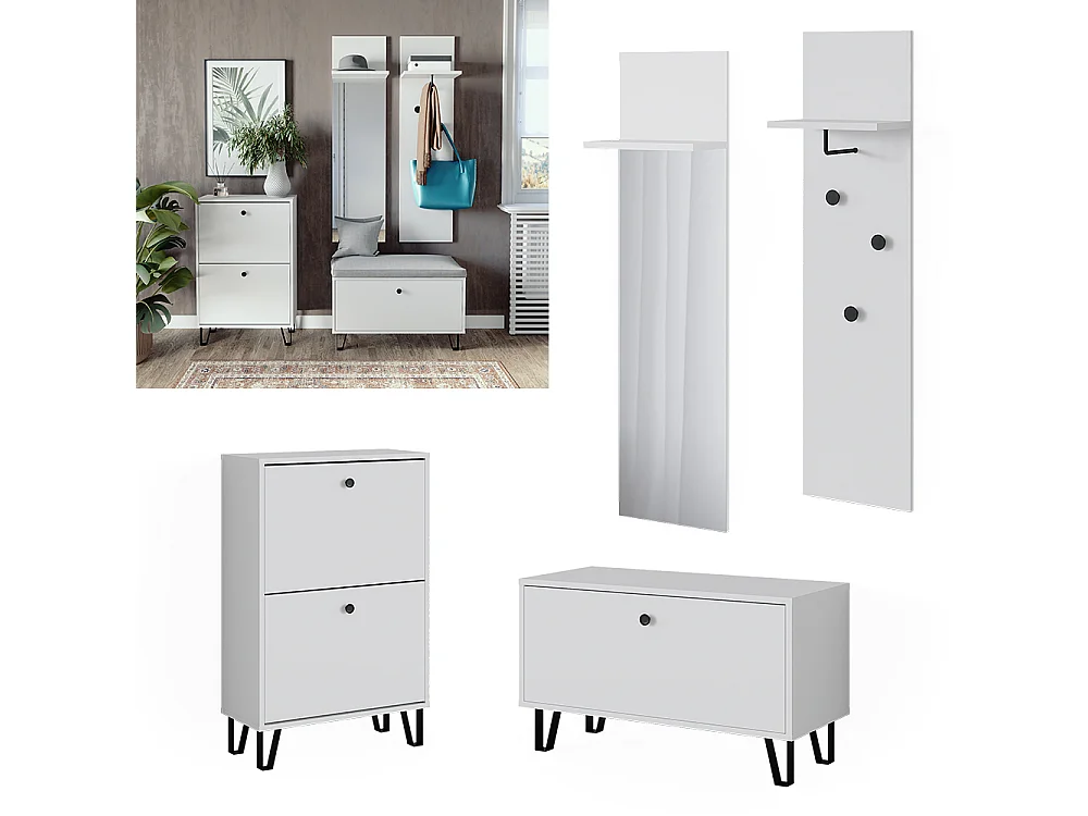 Set guardaroba  bianco 36x21.6x135 siri