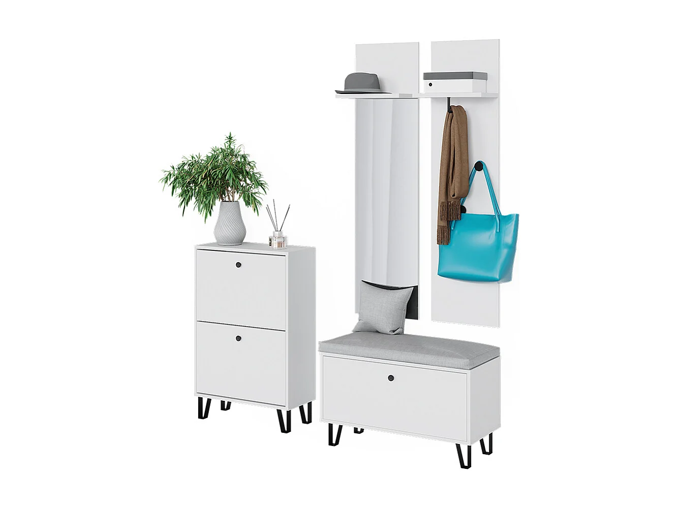 Set guardaroba  bianco 36x21.6x135 siri